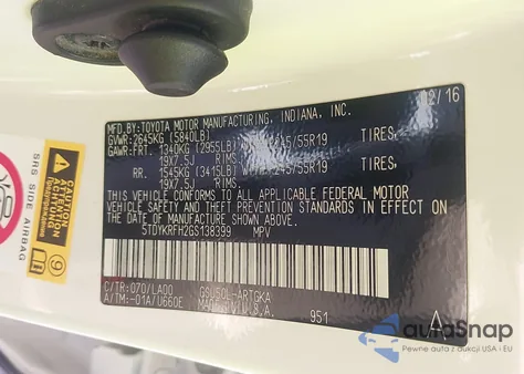 2016 Toyota Highlander Limited Platinum V6 z USA, uszkodzony, nr VIN 5TDYKRFH2GS138399